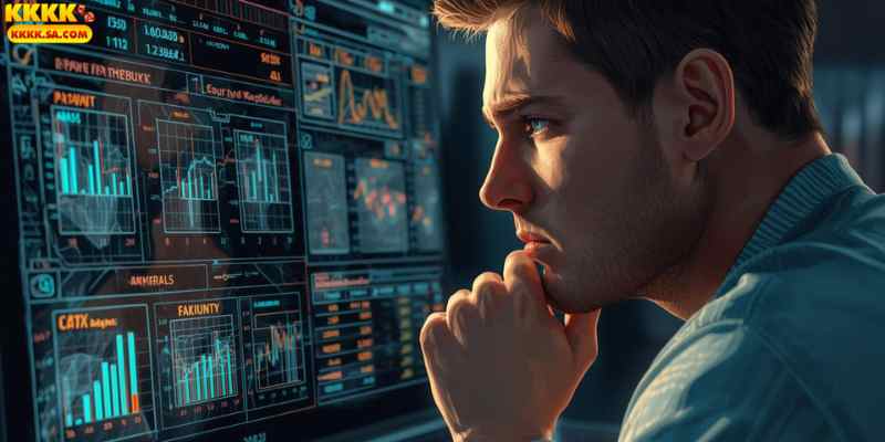 Illustration of a player analyzing card probabilities on a digital interface
