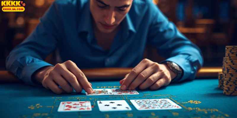 Illustration showing a player using advanced strategy techniques such as card counting and probability charts